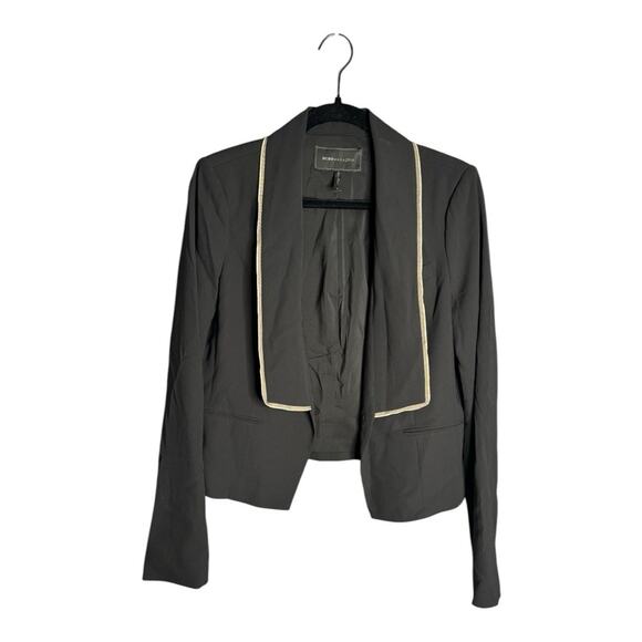 BCBG MaxAzria Black Open Blazer With Tan Trim and Large Lapel Size Medium - Picture 1 of 6